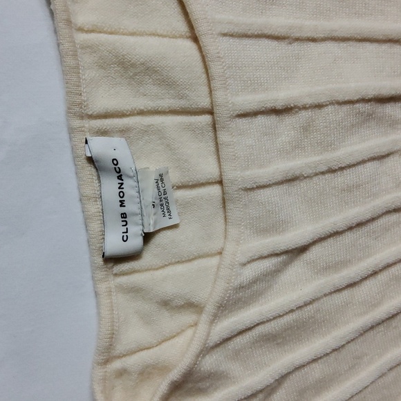 Club Monaco Cream Shrug with Accordion Pleats top Size S 100% Wool - Picture 2 of 8